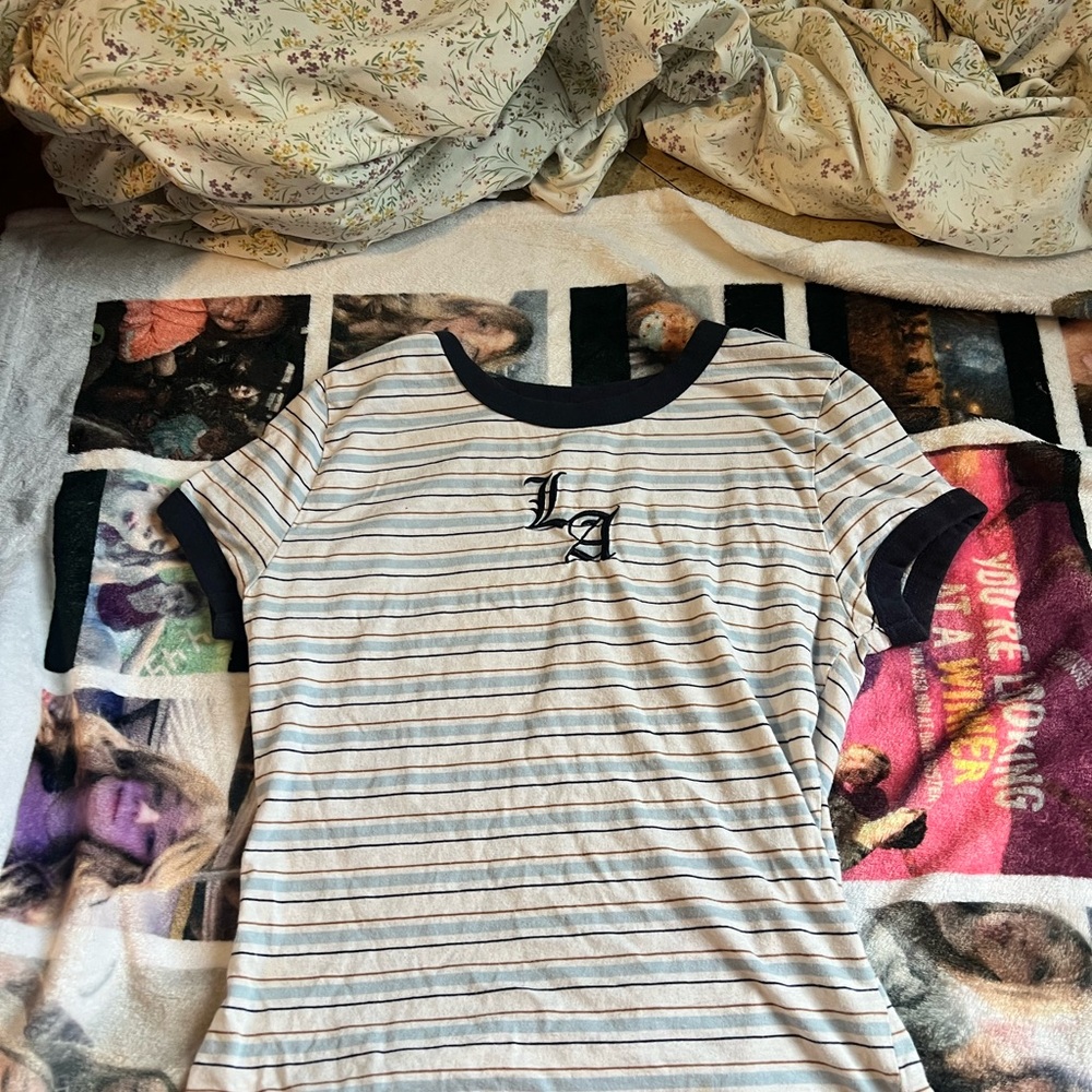 Rue21 Blue and White Short Sleeve Tee with Stripes